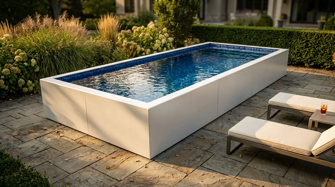 8 x 20 Alpine White Mystic Blue Architectural Pool