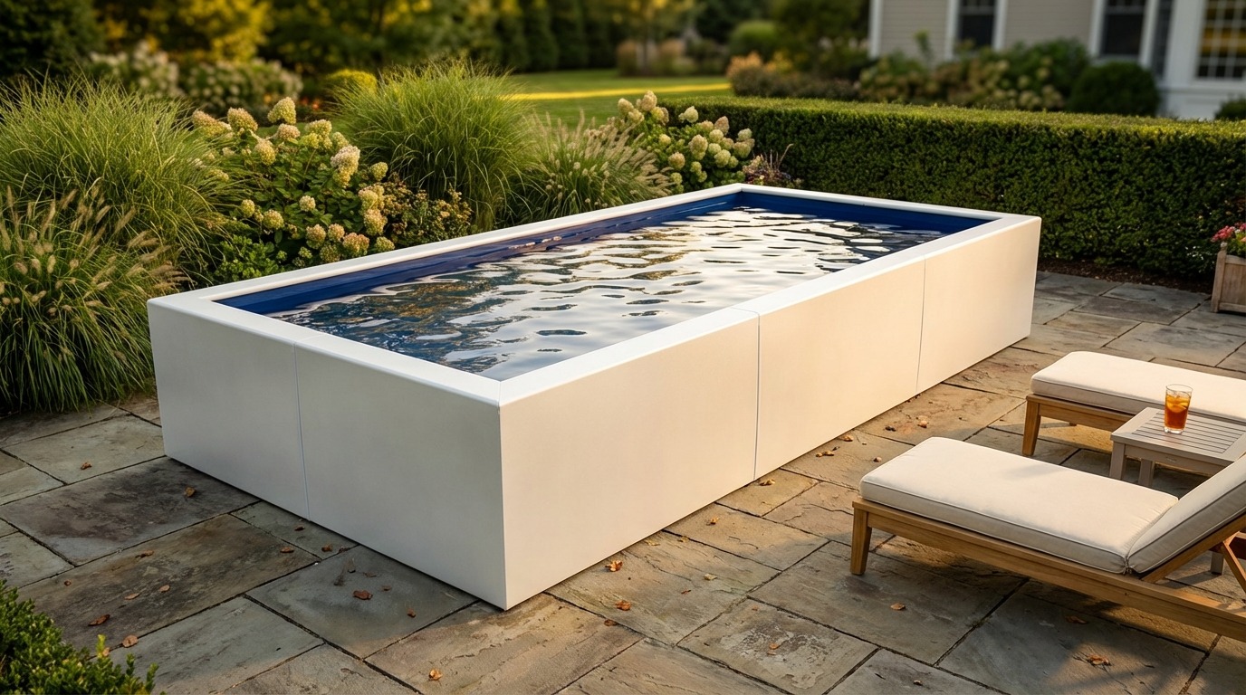 8 x 20 Alpine White Deep Sea Blue Architectural Pool