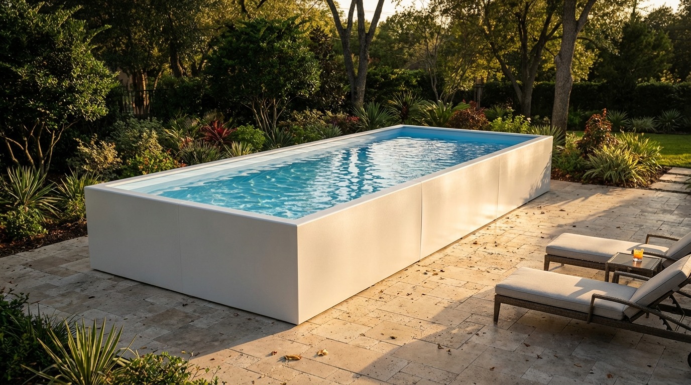 8 x 20 Alpine White Aqua Blue Architectural Pool
