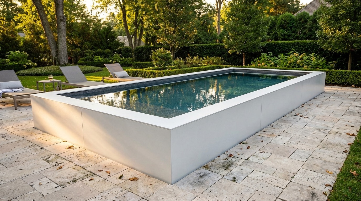 8 x 20 Alpine White Titanium Stone Architectural Pool