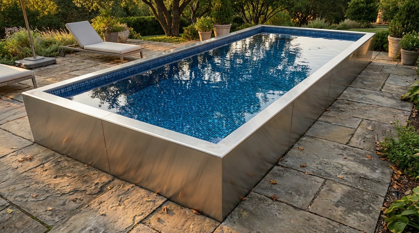 8 x 20 Platinum Silver Mystic Blue Architectural Pool