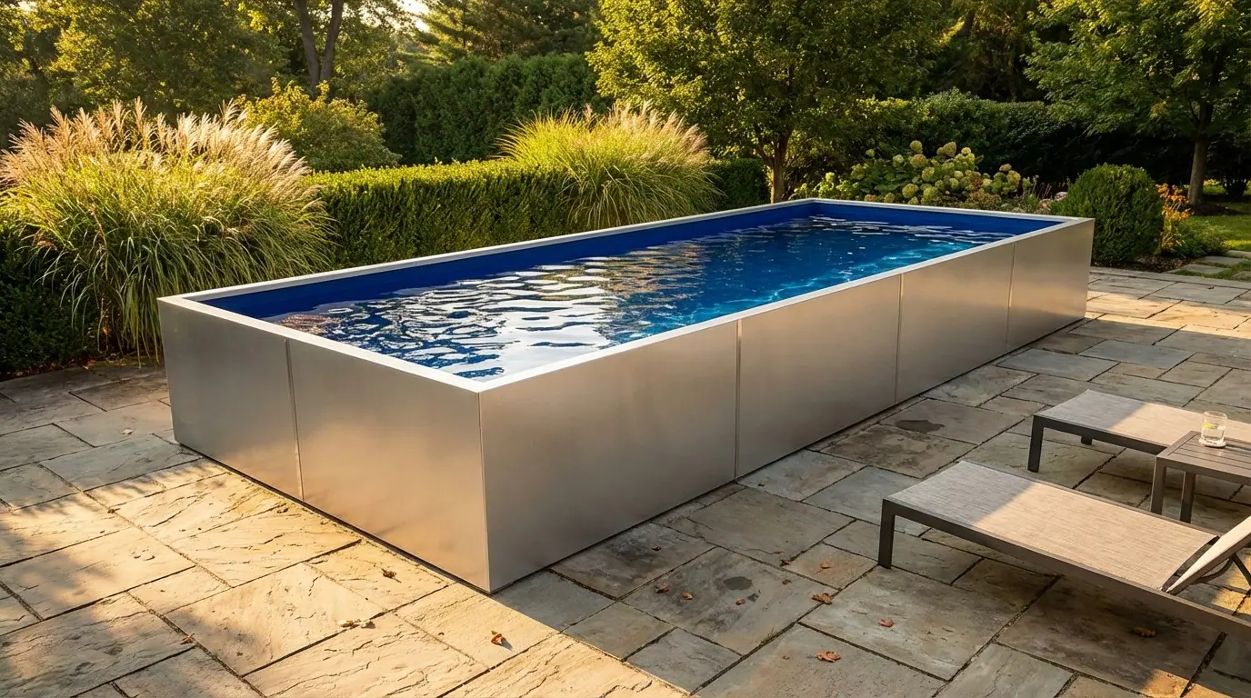 8x20 Platinum Silver with Deep Sea Blue Architectural Pool