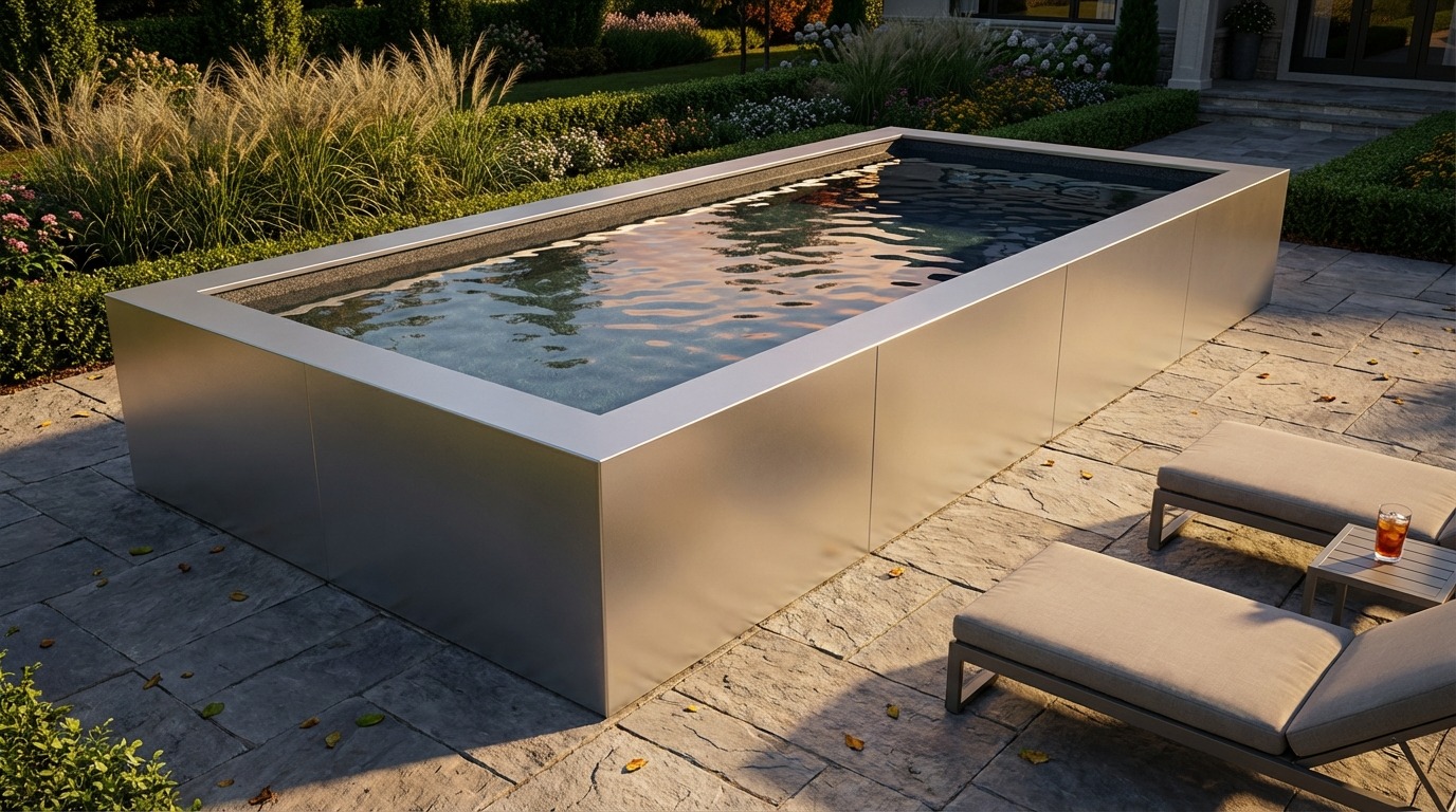 8 x 20 Platinum Silver Titanium Stone Architectural Pool