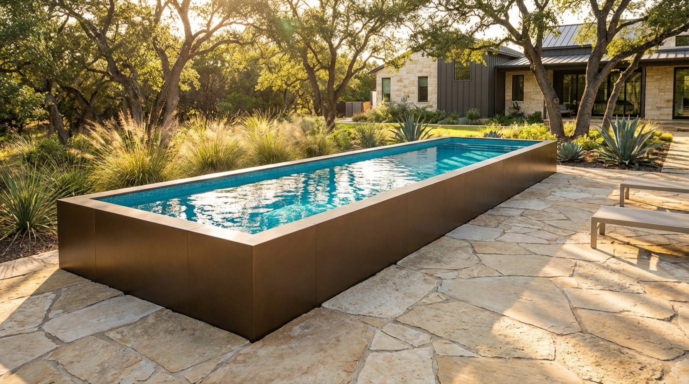 8 x 24 Canyon Bronze Blue Topaz Architectural Pool