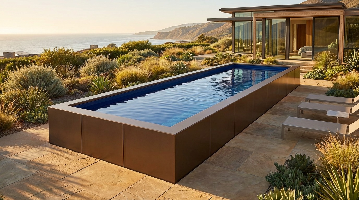 8 x 24 Canyon Bronze Deep Sea Blue Architectural Pool