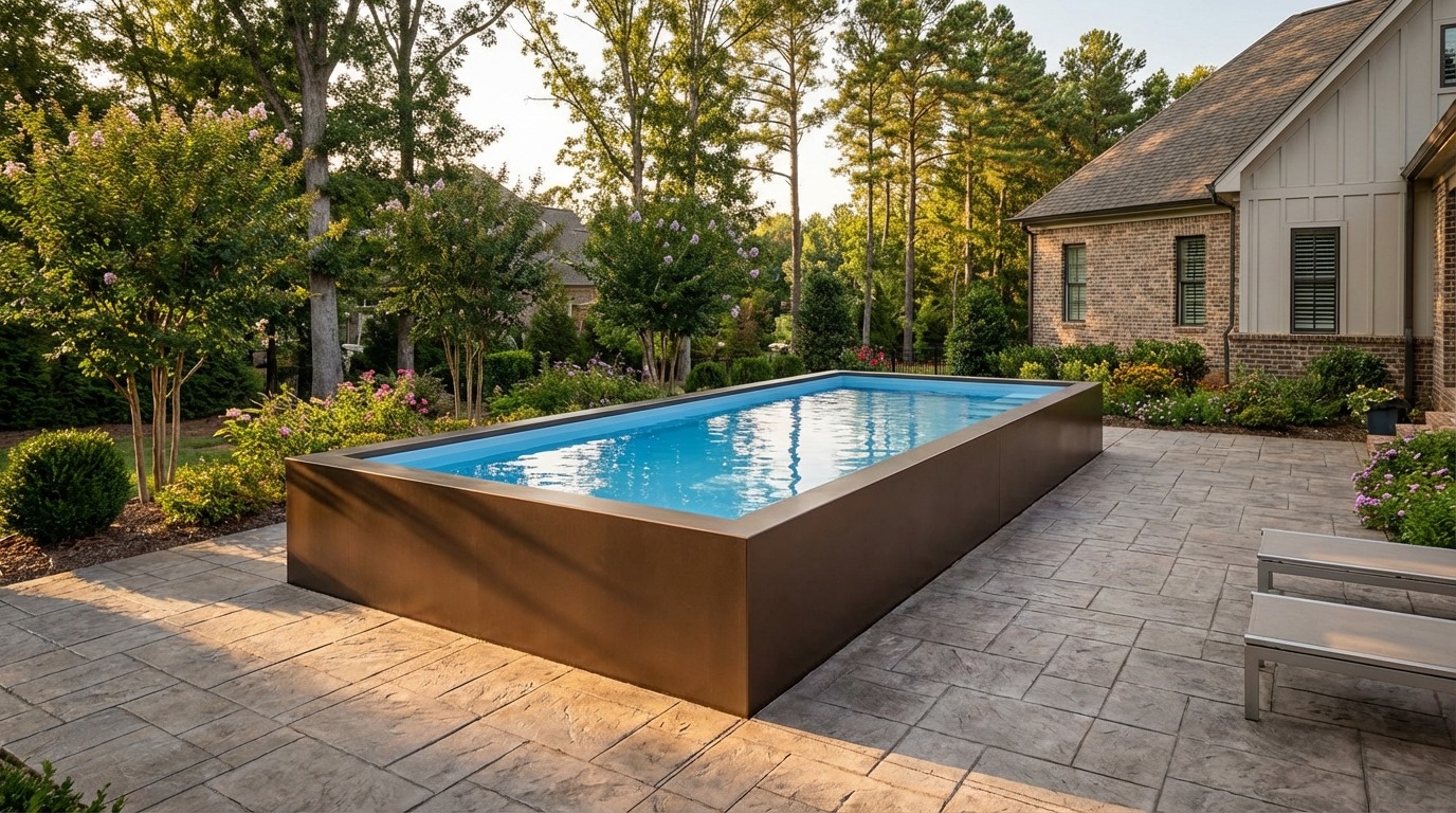 8 x 24 Canyon Bronze Aqua Blue Architectural Pool