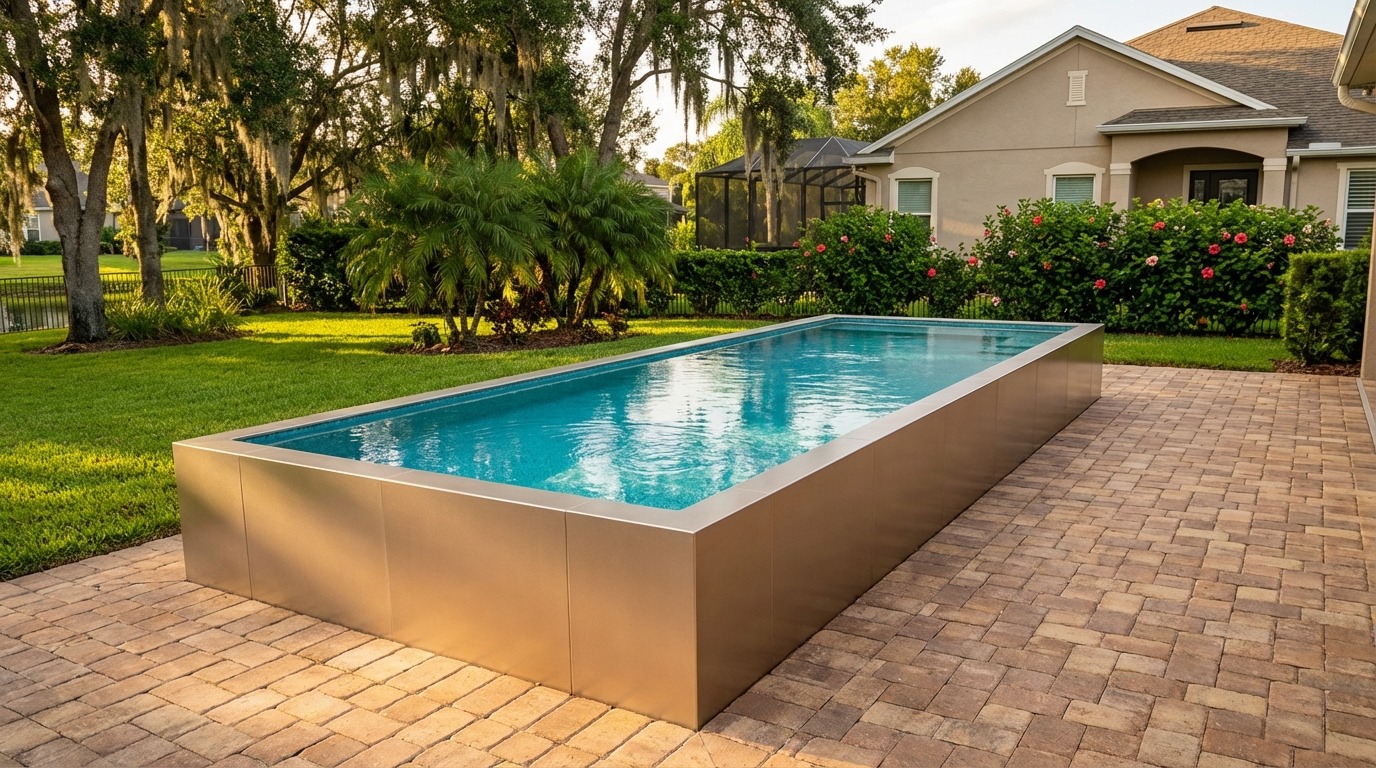 8 x 24 Champagne Mist Blue Topaz Architectural Pool