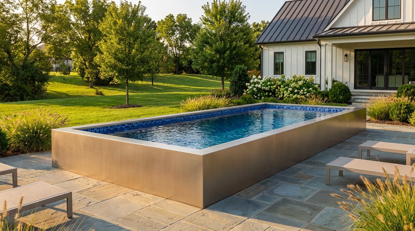 8 x 24 Champagne Mist Mystic Blue Architectural Pool
