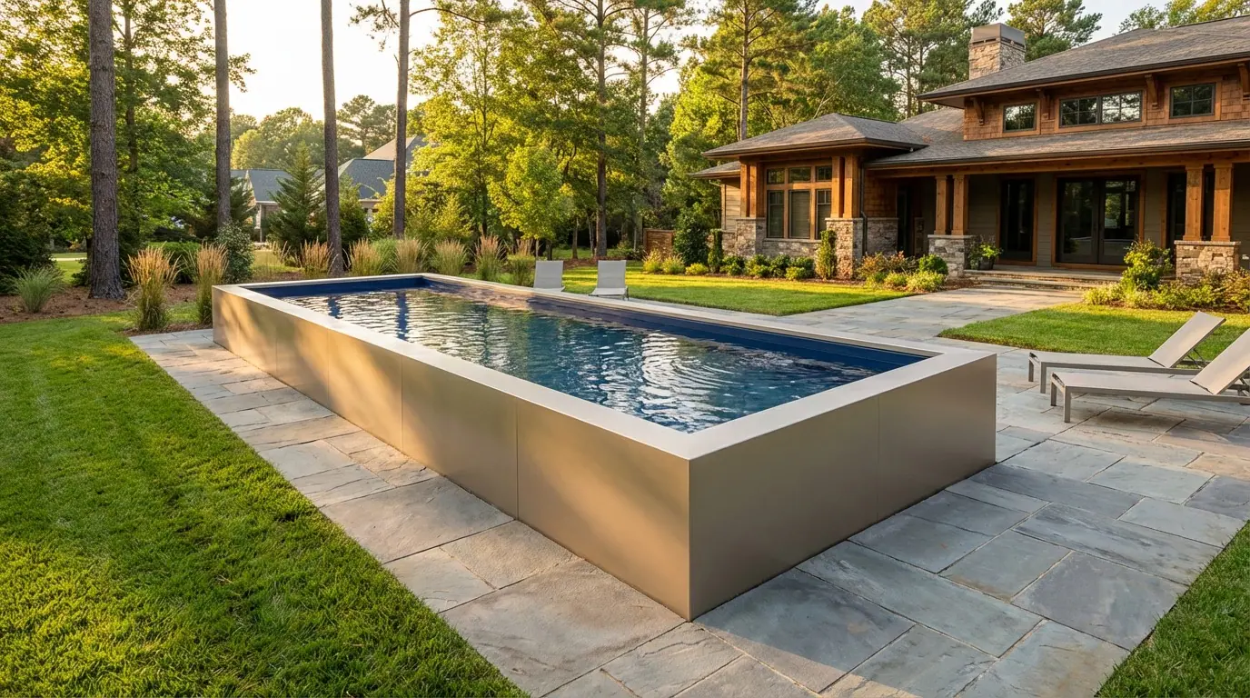8 x 24 Champagne Mist Deep Sea Blue Architectural Pool