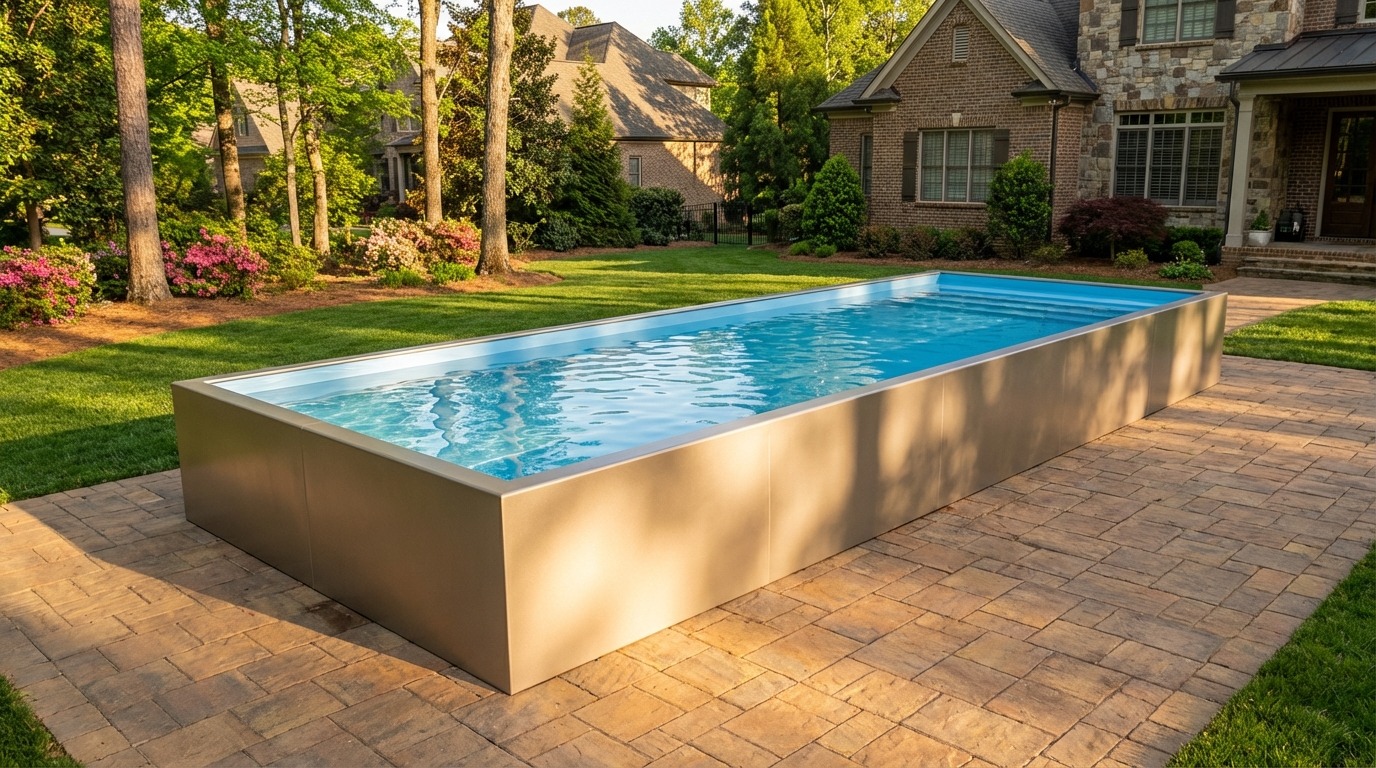 8 x 24 Champagne Mist Aqua Blue Architectural Pool