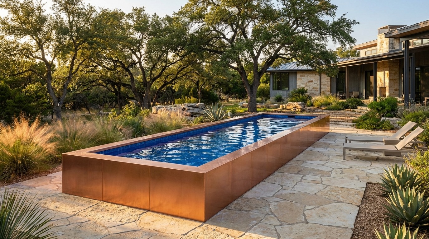 8 x 24 Espresso Copper Blue Matrix Architectural Pool