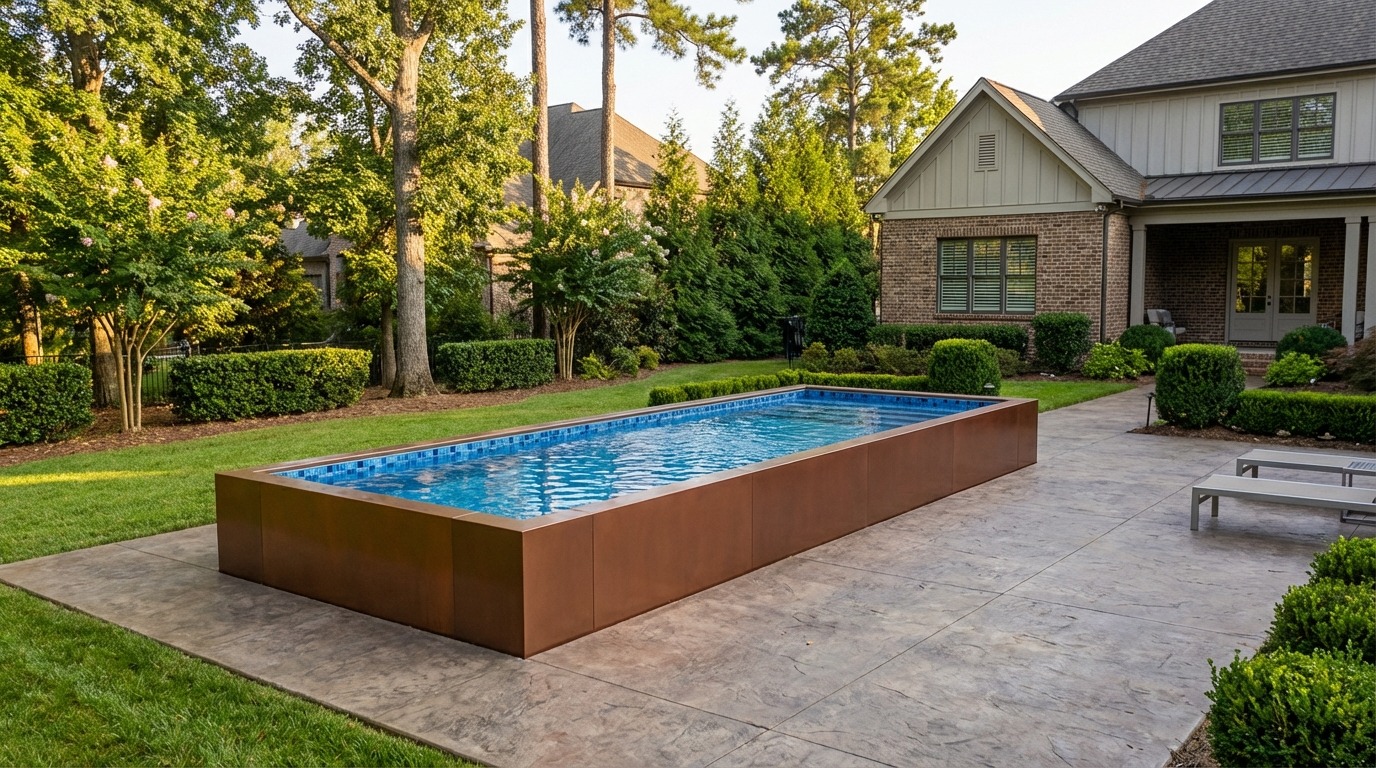 8 x 24 Espresso Copper Mystic Blue Architectural Pool