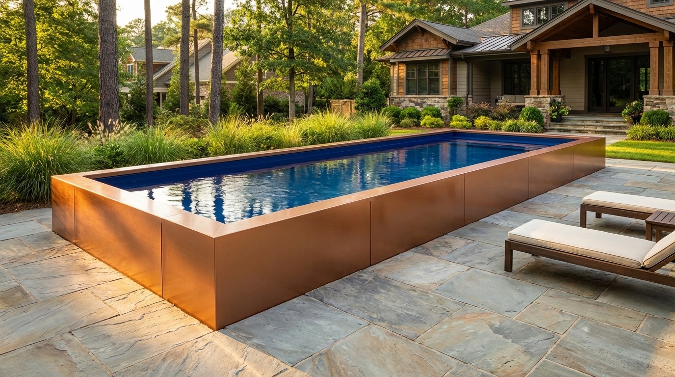 8 x 24 Espresso Copper Deep Sea Blue Architectural Pool