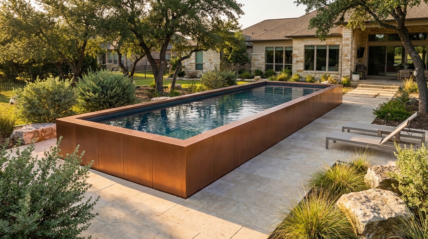 8 x 24 Espresso Copper Titanium Stone Architectural Pool