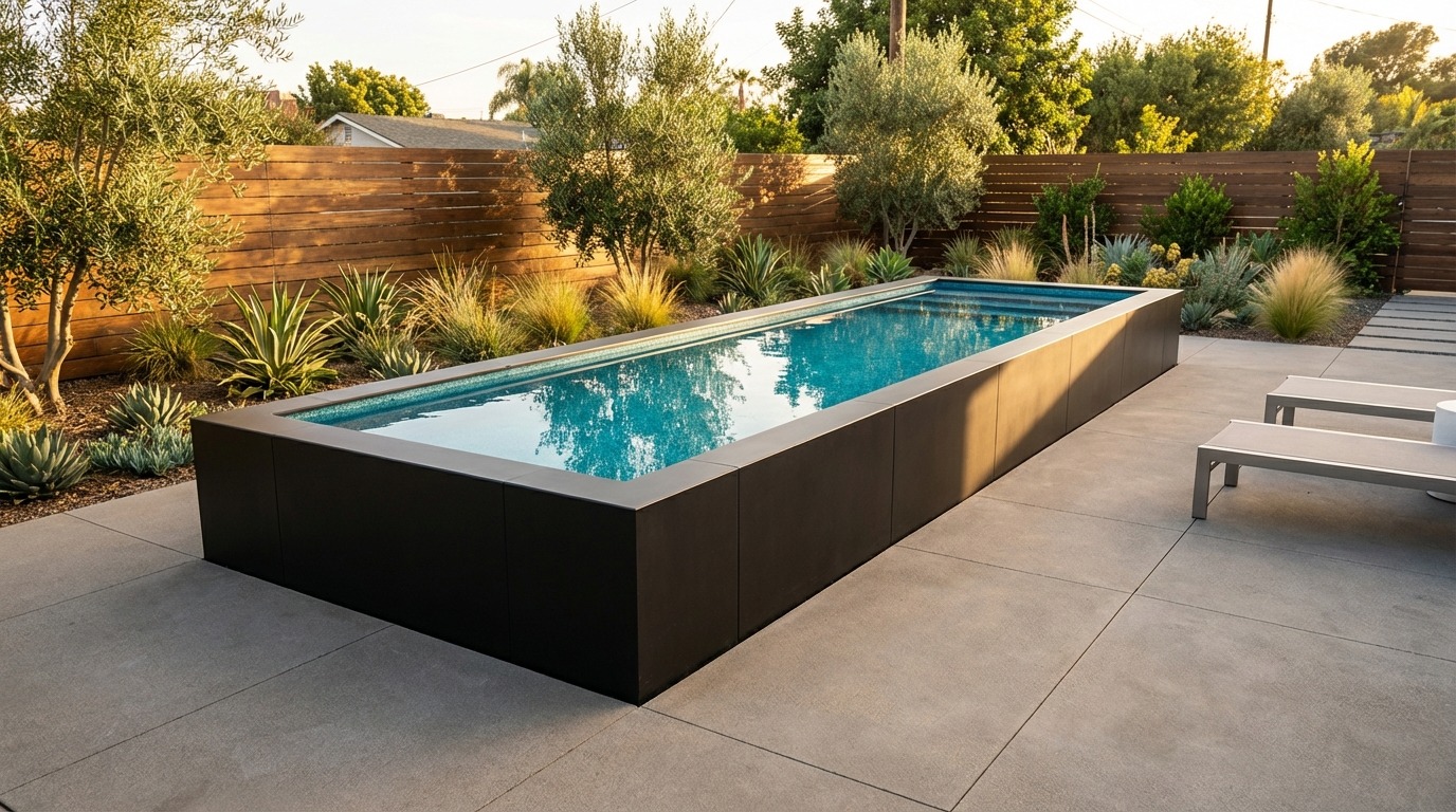 8 x 24 Midnight Black Blue Topaz Architectural Pool