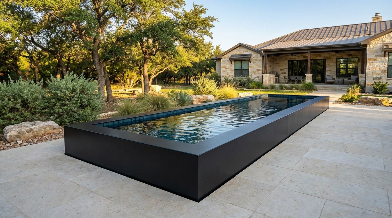 8 x 24 Midnight Black Black Sapphire Architectural Pool
