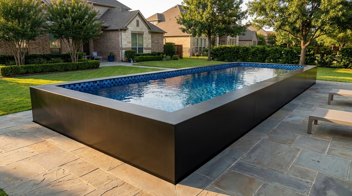 8 x 24 Midnight Black Mystic Blue Architectural Pool