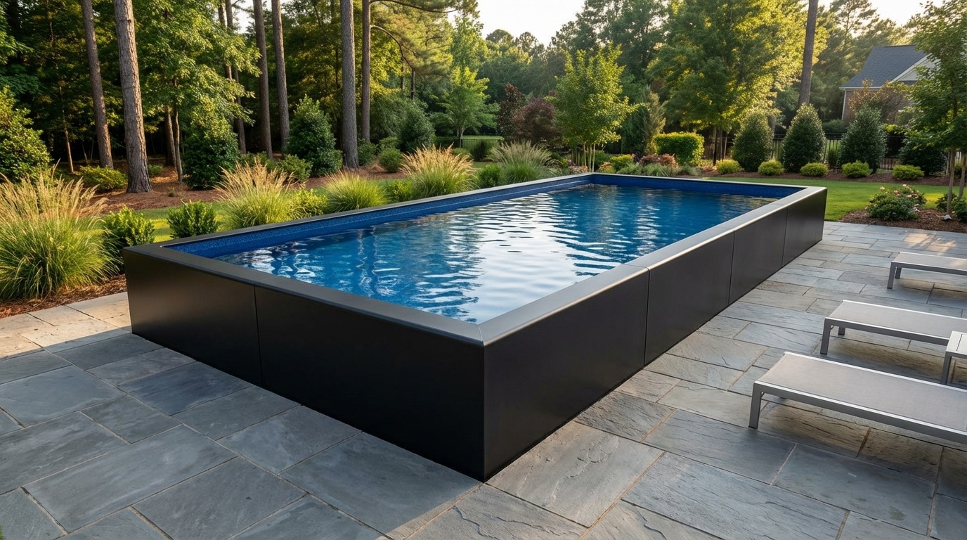8 x 24 Midnight Black Deep Sea Blue Architectural Pool