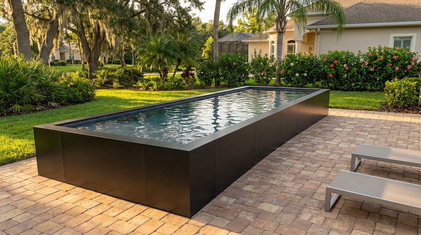 8 x 24 Midnight Black Titanium Stone Architectural Pool