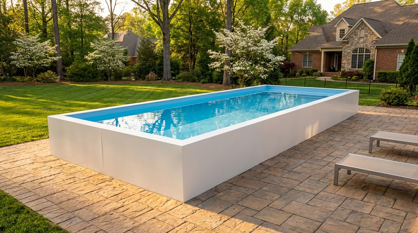 8 x 24 Alpine White Aqua Blue Architectural Pool