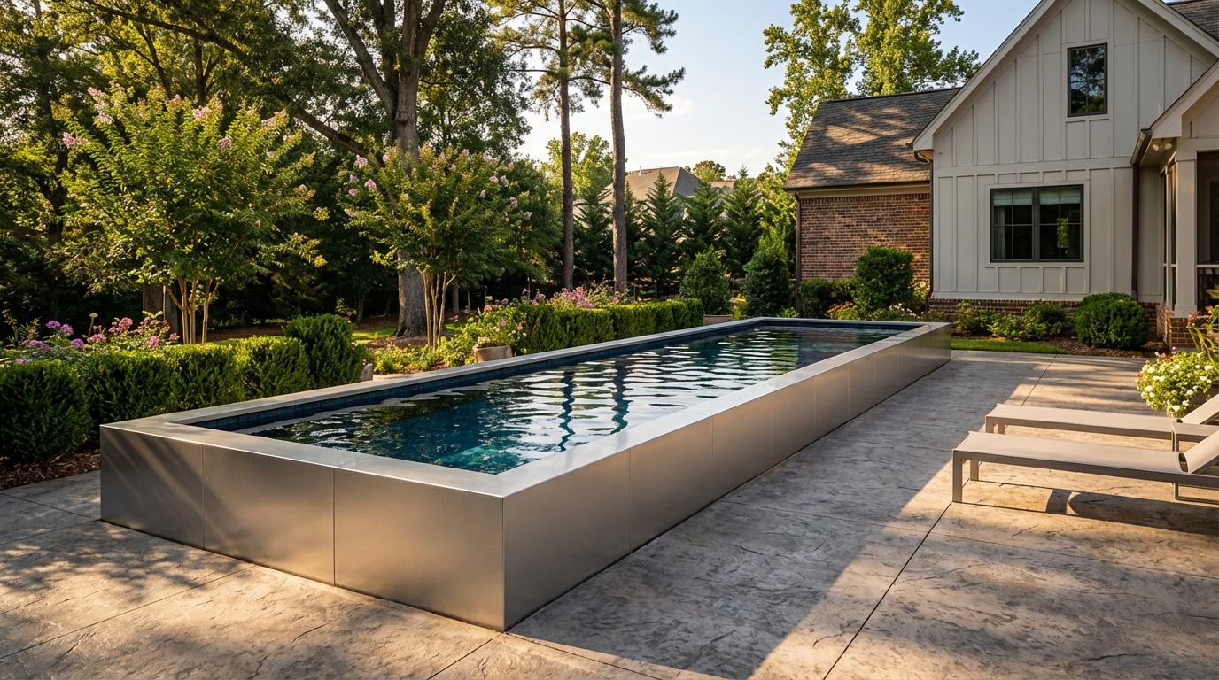 8 x 24 Platinum Silver Black Sapphire Architectural Pool