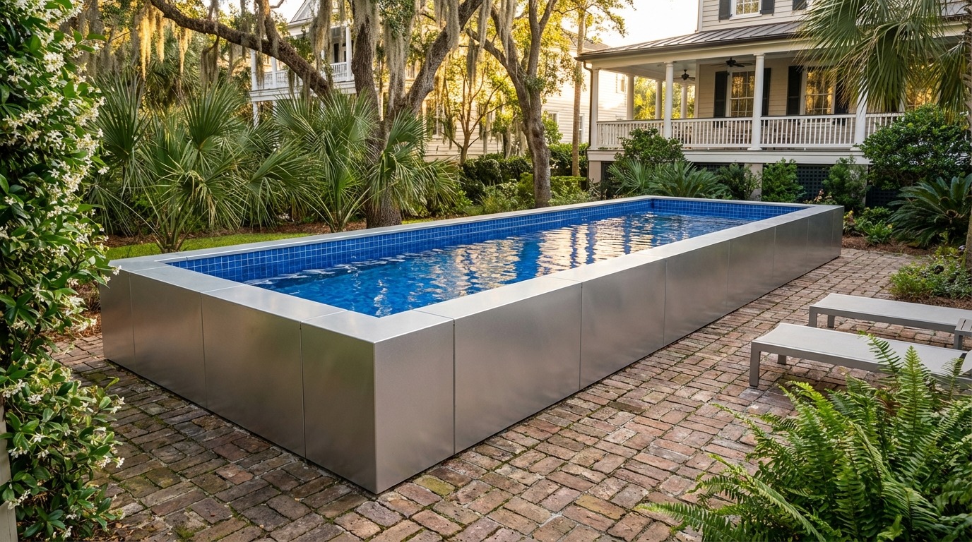 8 x 24 Platinum Silver Blue Matrix Architectural Pool
