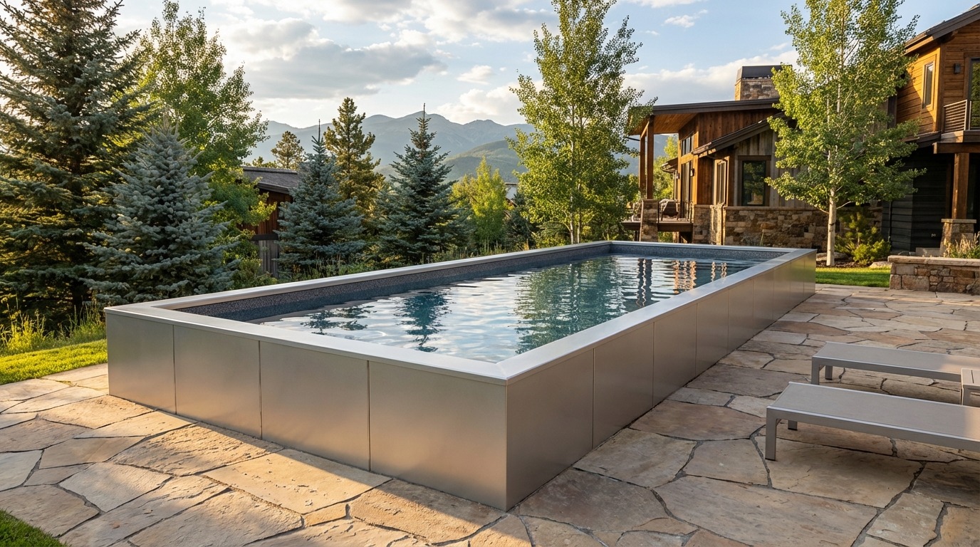 8 x 24 Platinum Silver Titanium Stone Architectural Pool