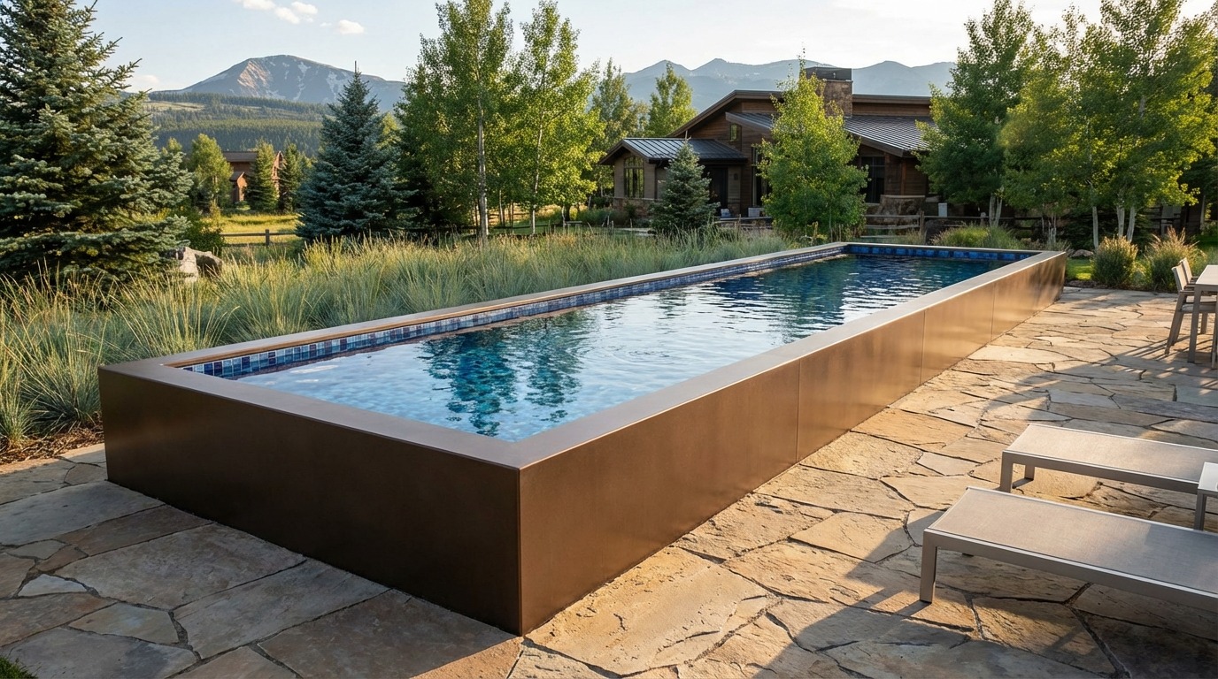 8 x 28 Canyon Bronze Mystic Blue Architectural Pool