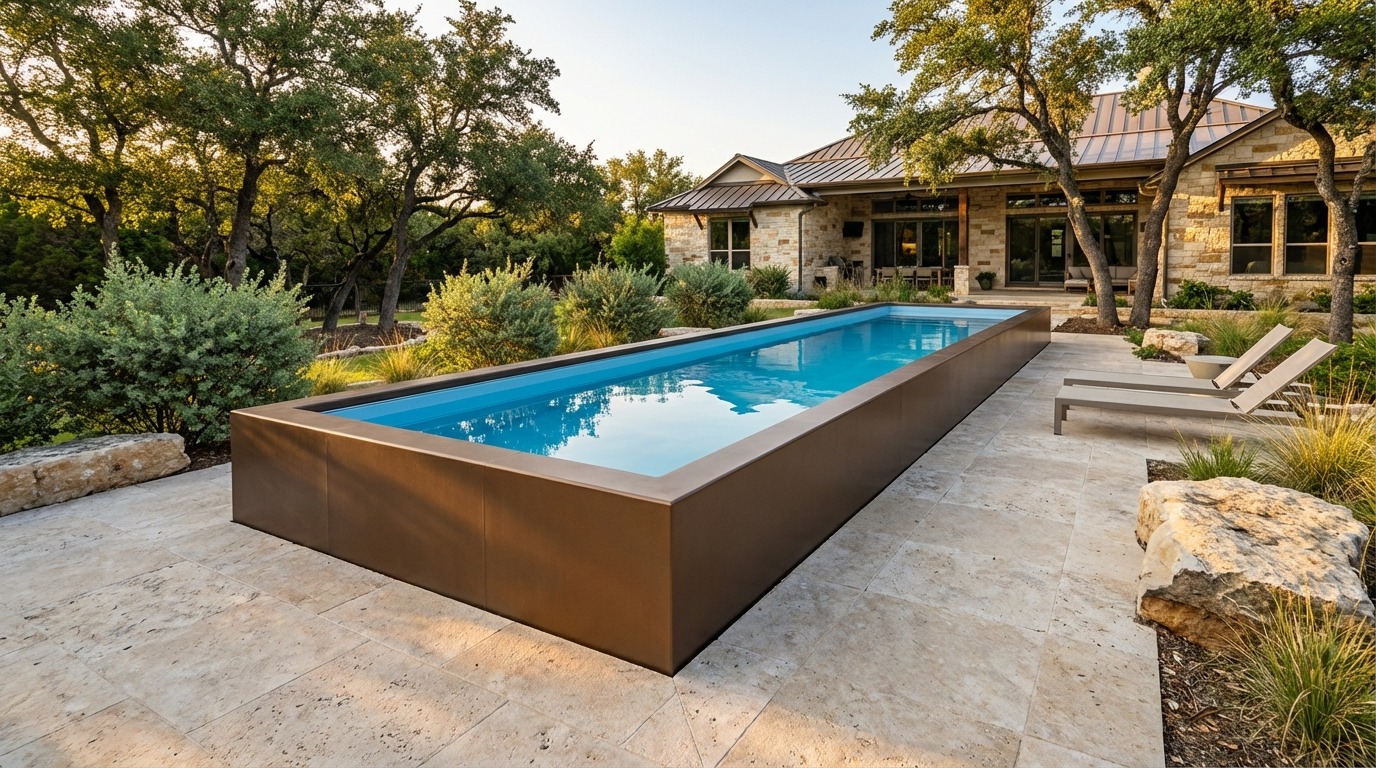 8 x 28 Canyon Bronze Aqua Blue Architectural Pool