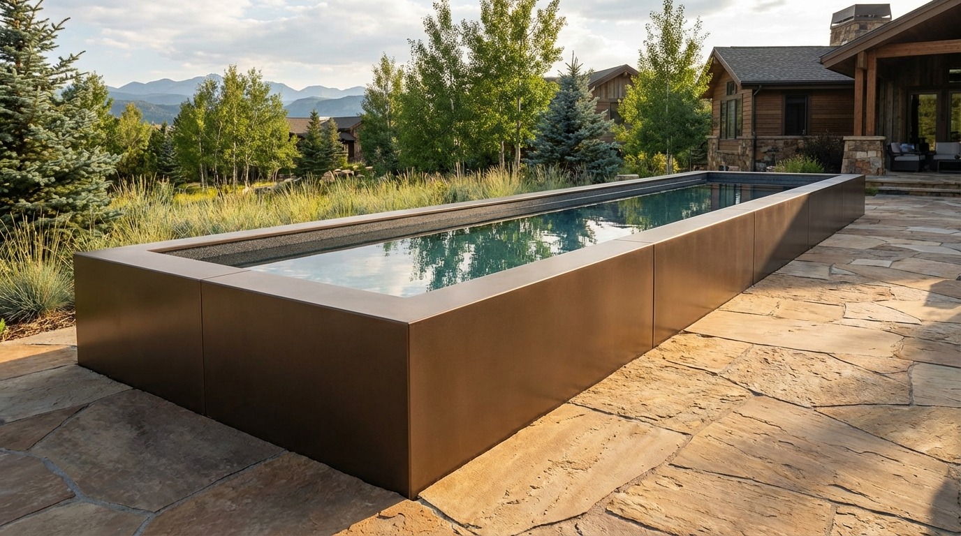 8 x 28 Canyon Bronze Titanium Stone Architectural Pool