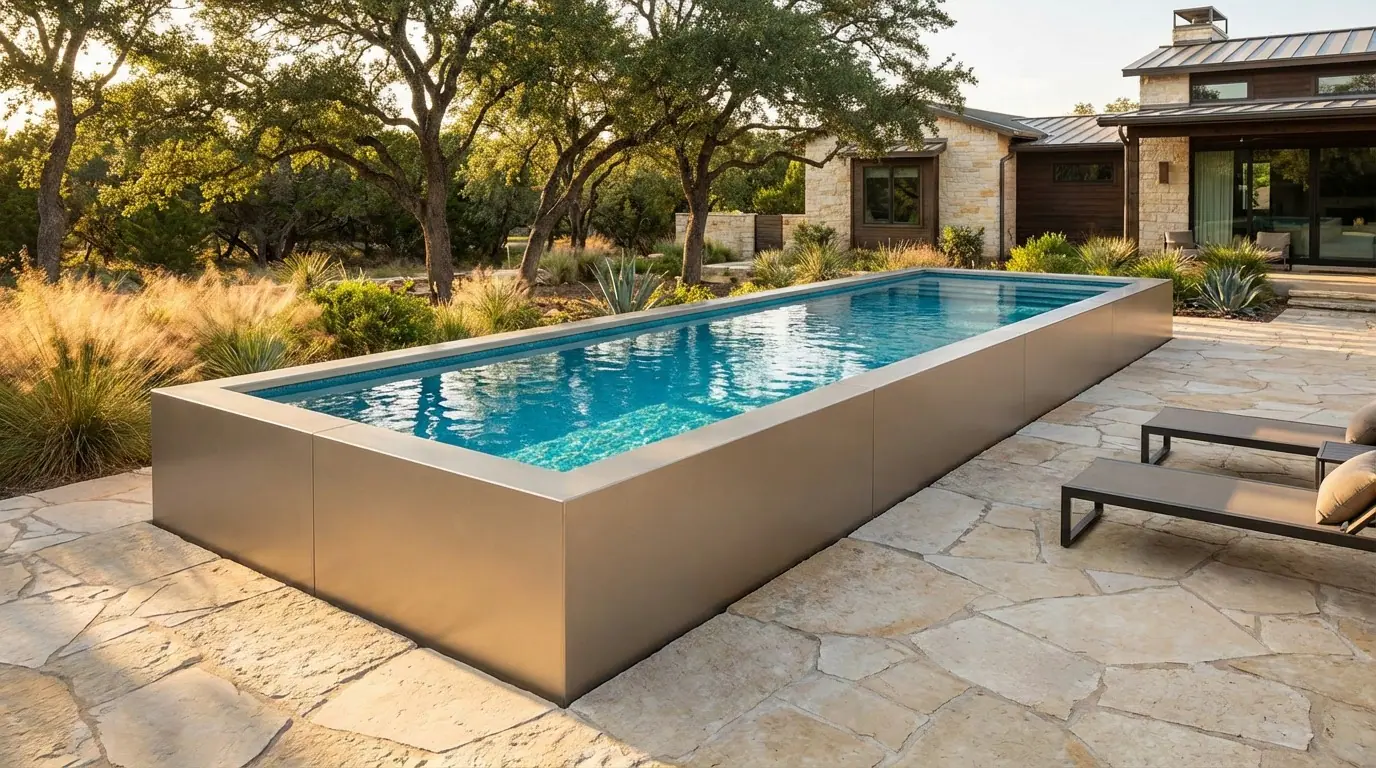 8 x 28 Champagne Mist Blue Topaz Architectural Pool
