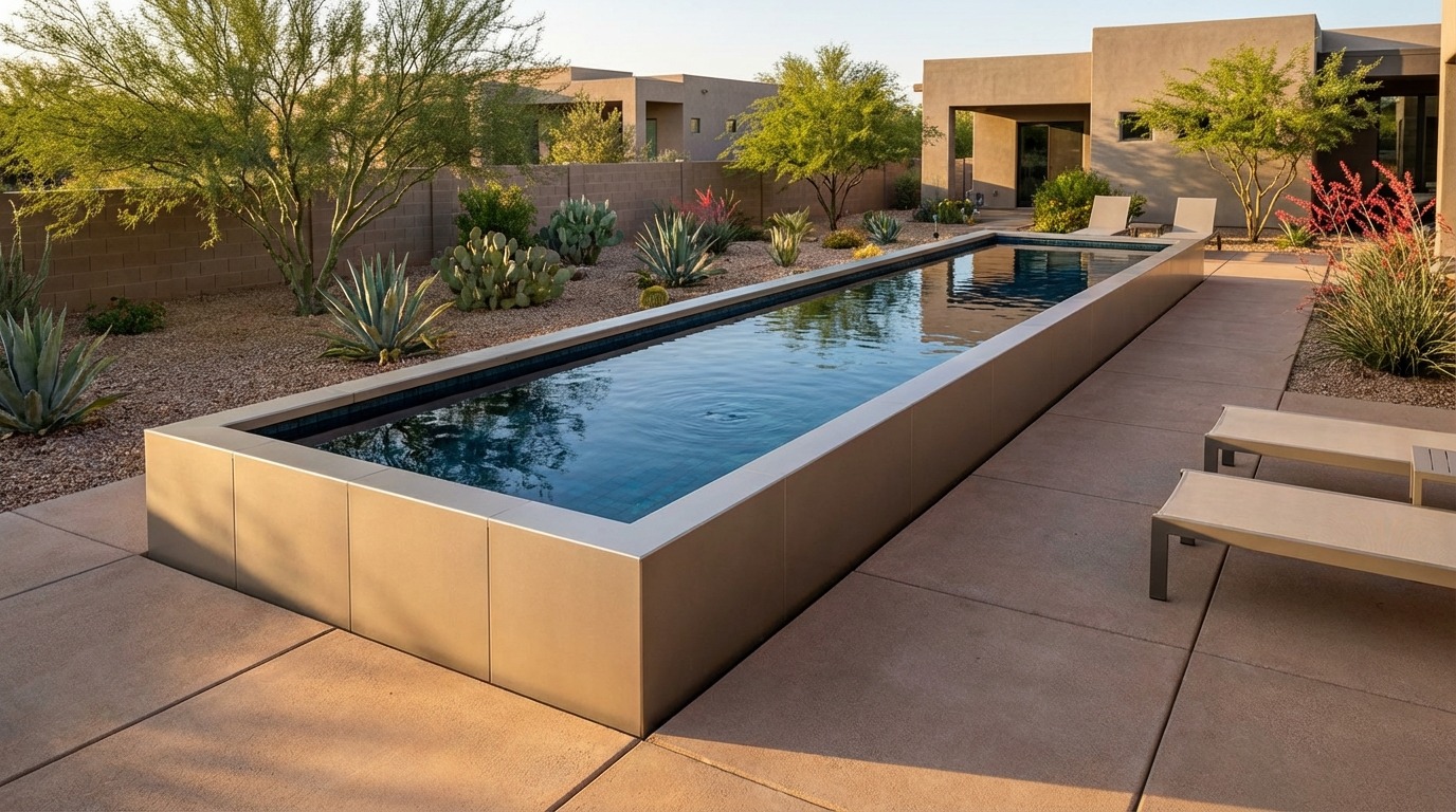 8 x 28 Champagne Mist Black Sapphire Architectural Pool
