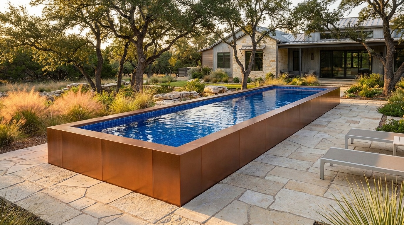 8 x 28 Espresso Copper Blue Matrix Architectural Pool