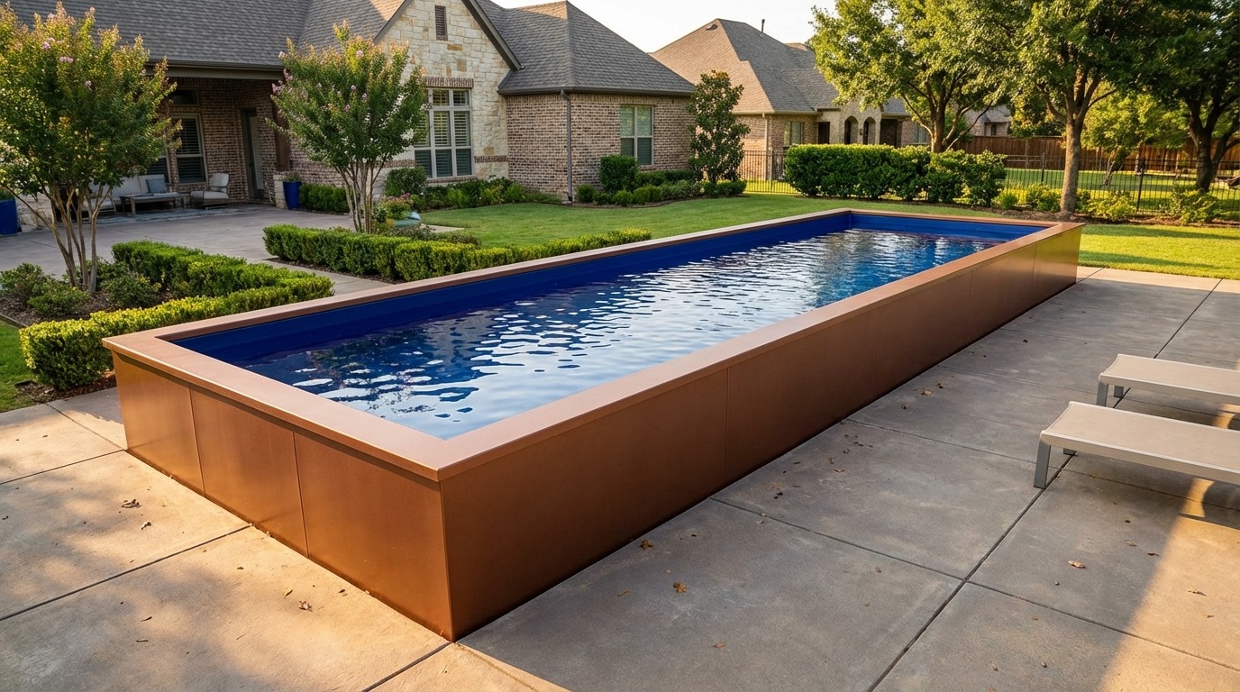 8 x 28 Espresso Copper Deep Sea Blue Architectural Pool