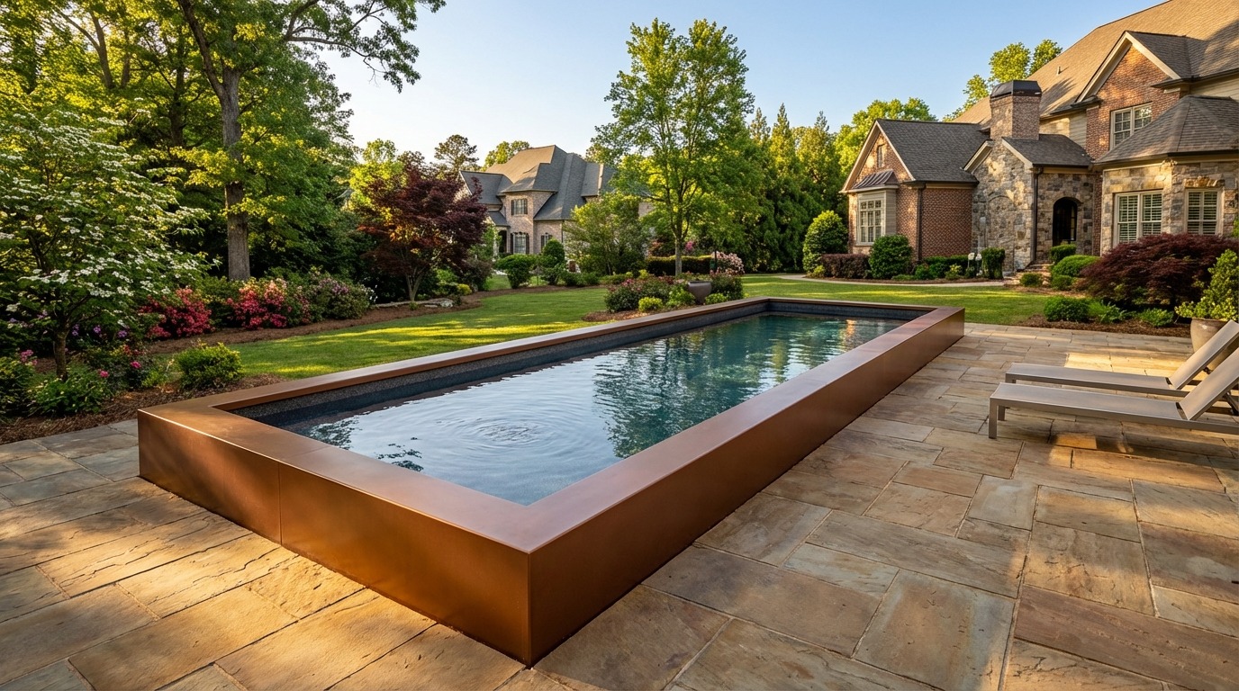 8 x 28 Espresso Copper Titanium Stone Architectural Pool