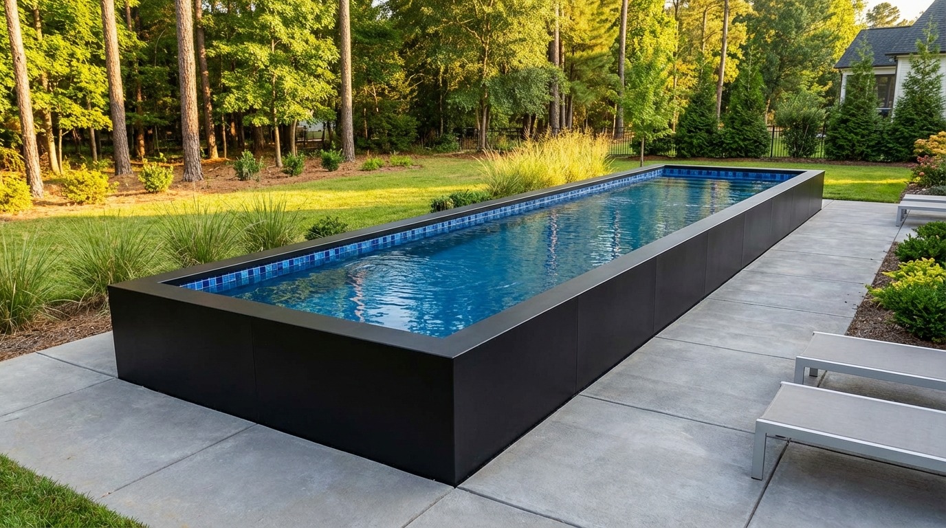 8 x 28 Midnight Black Mystic Blue Architectural Pool