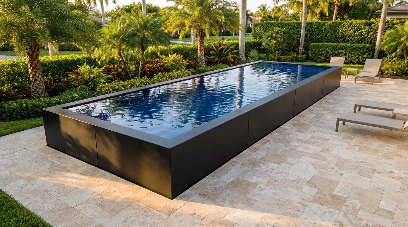8 x 28 Midnight Black Deep Sea Blue Architectural Pool