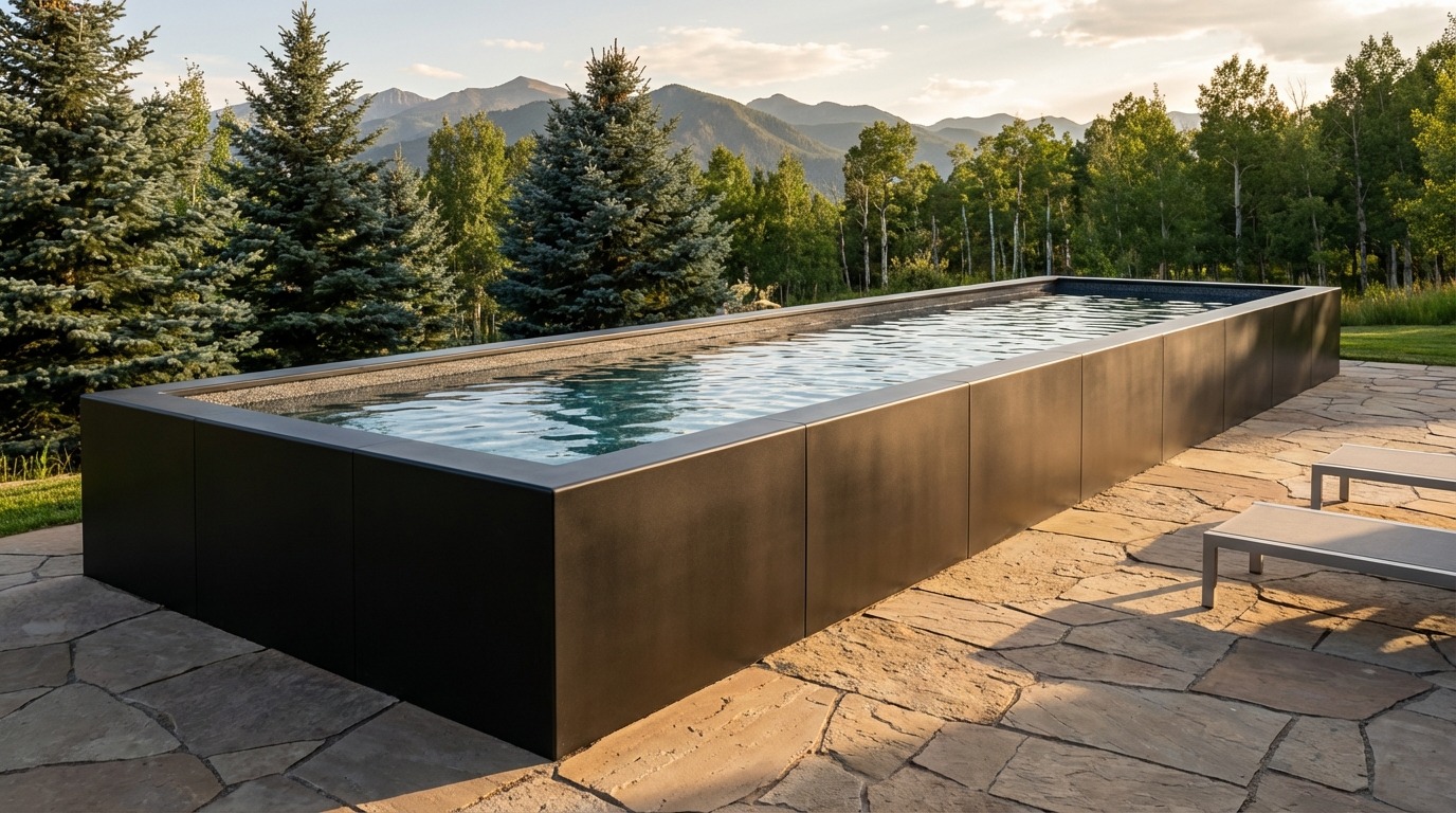 8 x 28 Midnight Black Titanium Stone Architectural Pool