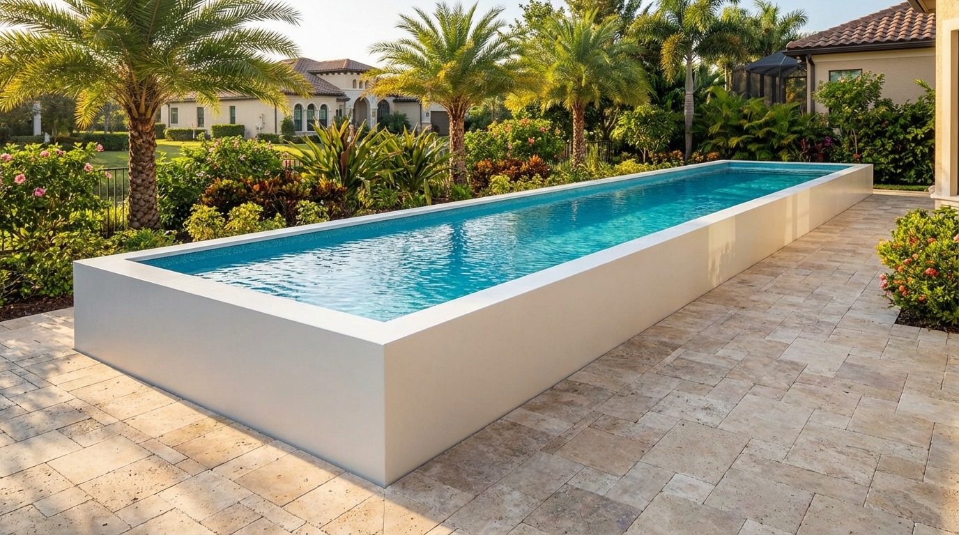 8 x 28 Alpine White Blue Topaz Architectural Pool