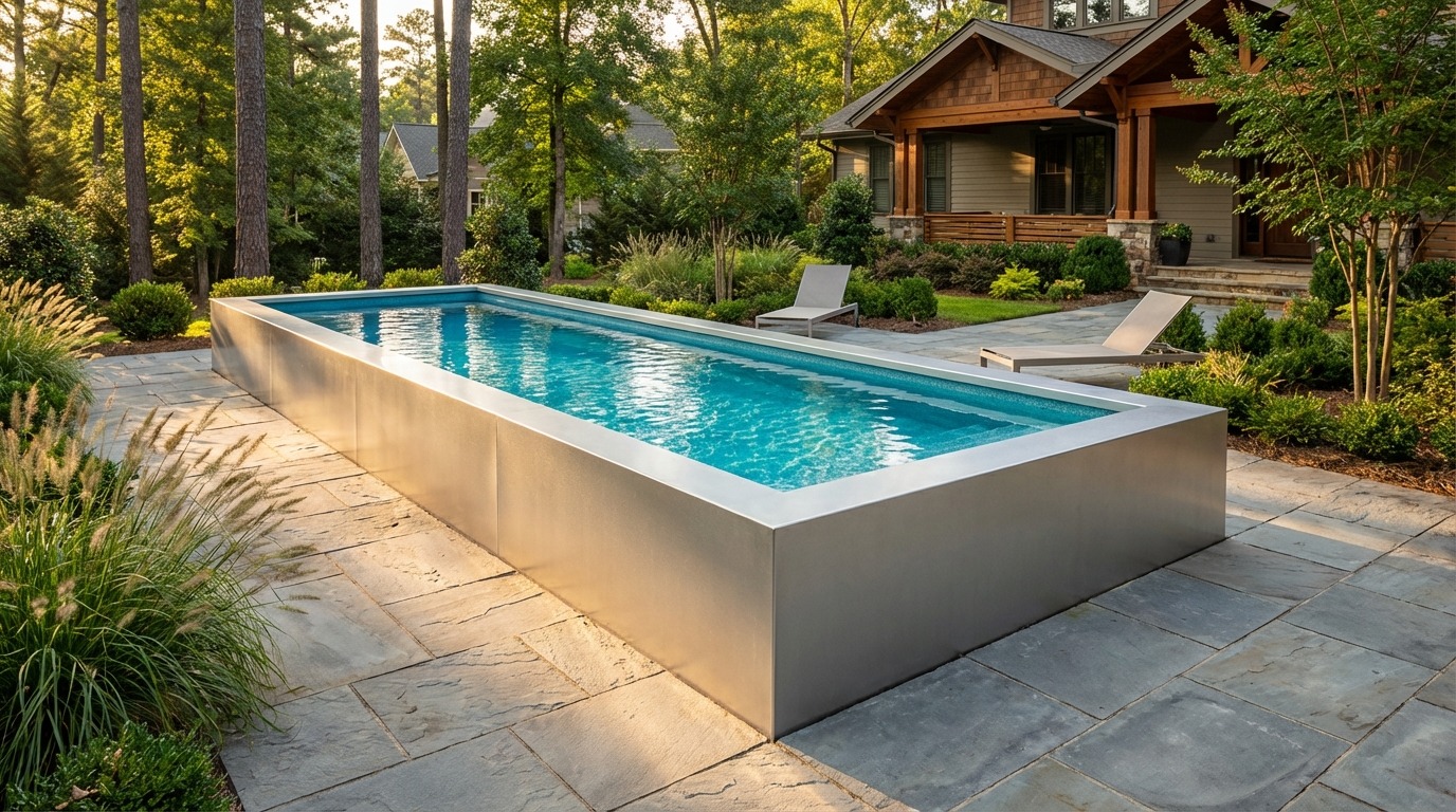 8 x 28 Platinum Silver Blue Topaz Architectural Pool