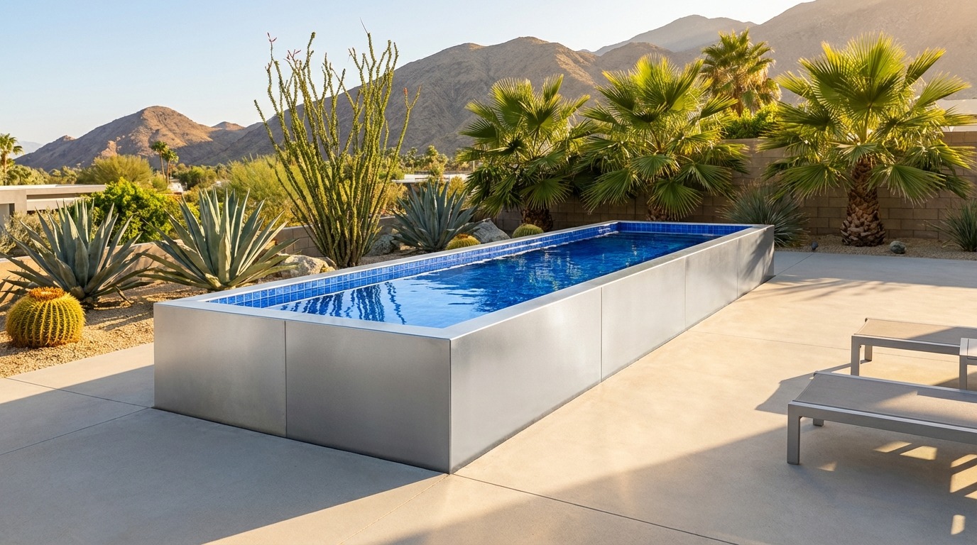 8 x 28 Platinum Silver Blue Matrix Architectural Pool