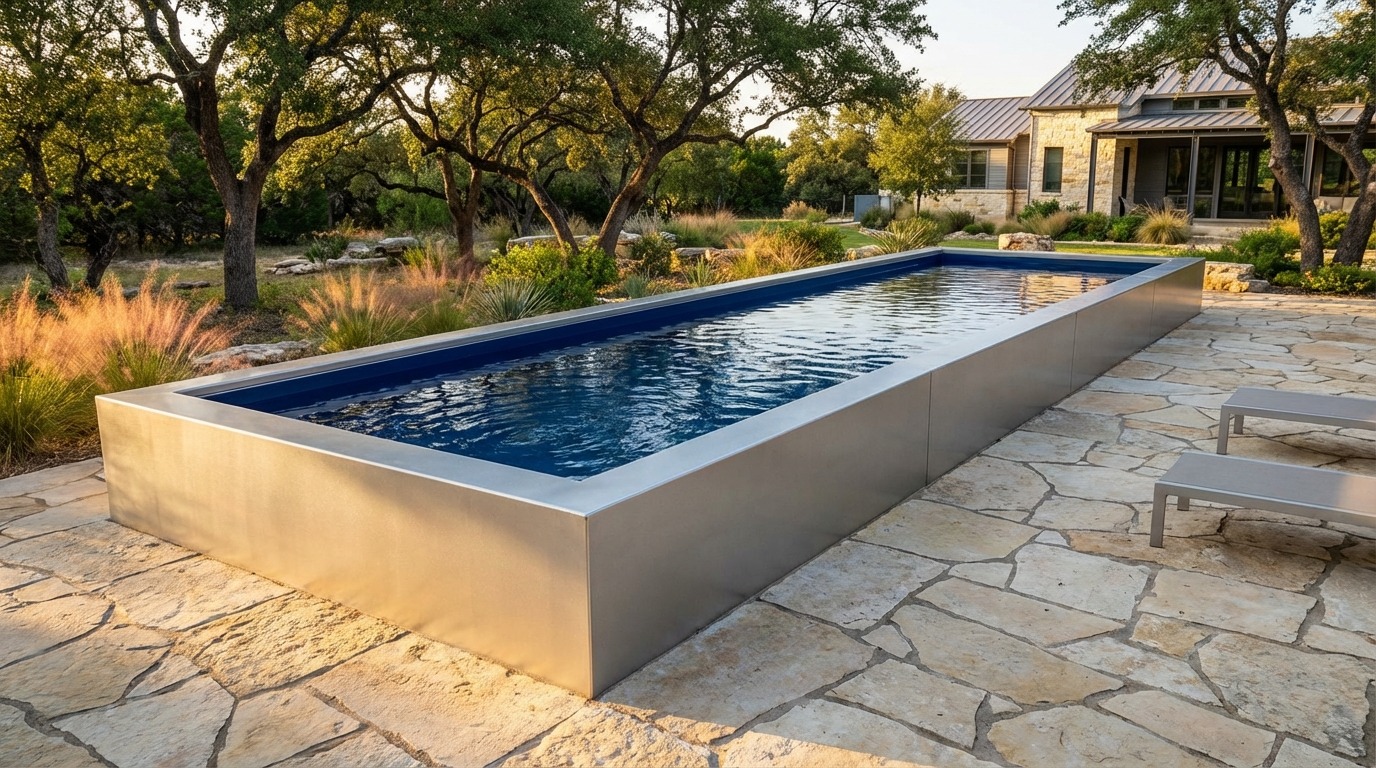 8 x 28 Platinum Silver Deep Sea Blue Architectural Pool