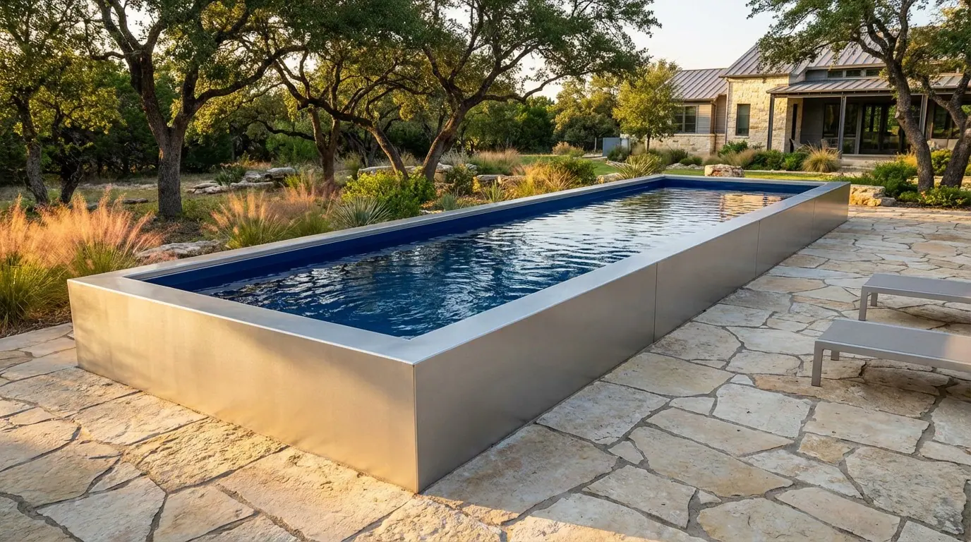 8 x 28 Platinum Silver Deep Sea Blue Architectural Pool