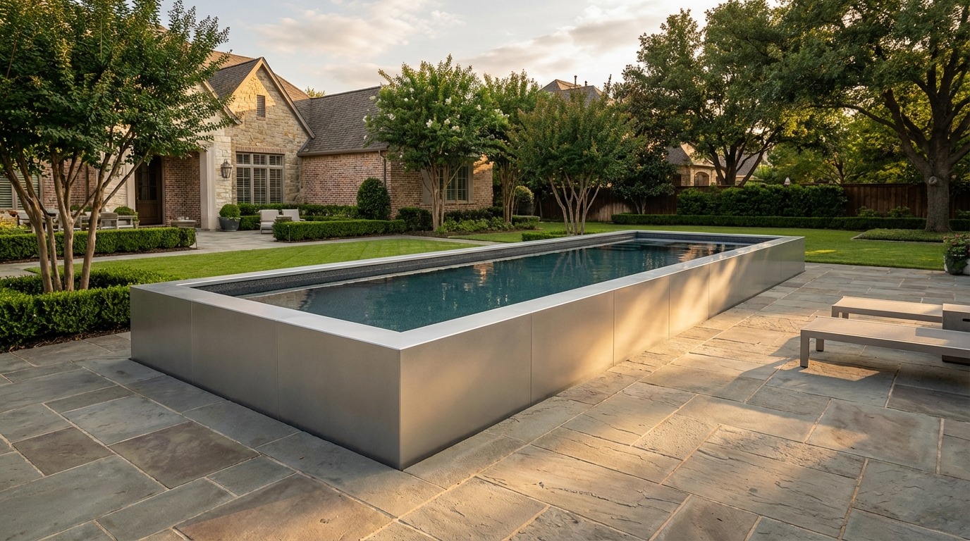 8 x 28 Platinum Silver Titanium Stone Architectural Pool