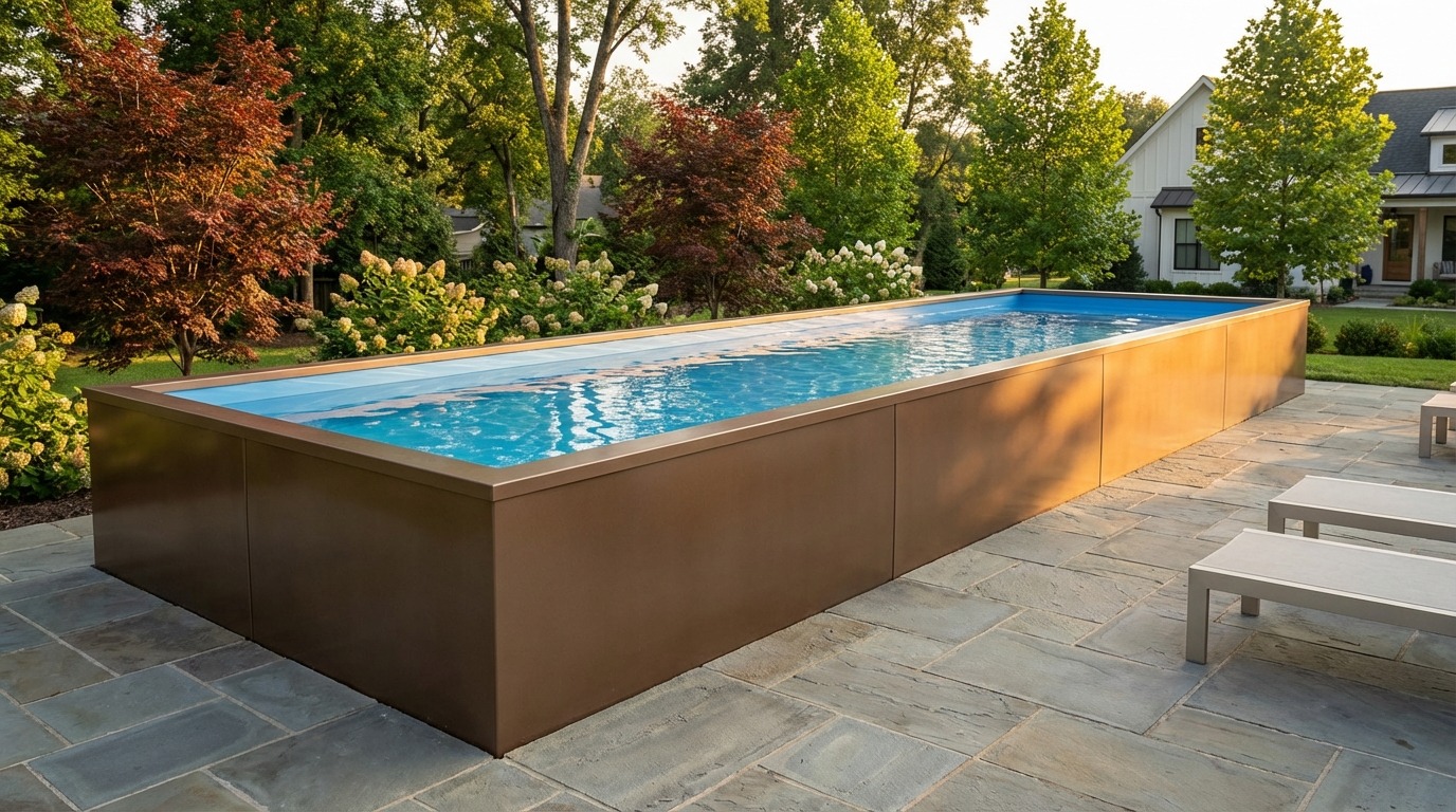 8 x 32 Canyon Bronze Aqua Blue Architectural Pool