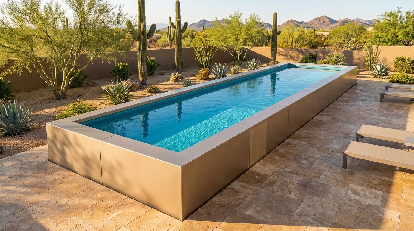 8 x 32 Champagne Mist Blue Topaz Architectural Pool