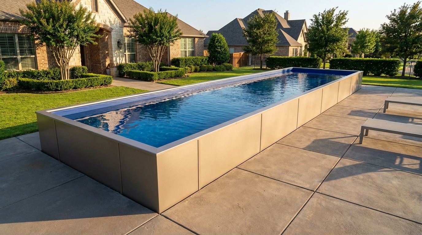 8 x 32 Champagne Mist Deep Sea Blue Architectural Pool