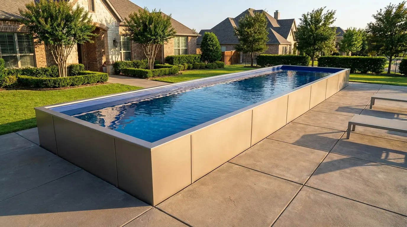 8 x 32 Champagne Mist Deep Sea Blue Architectural Pool
