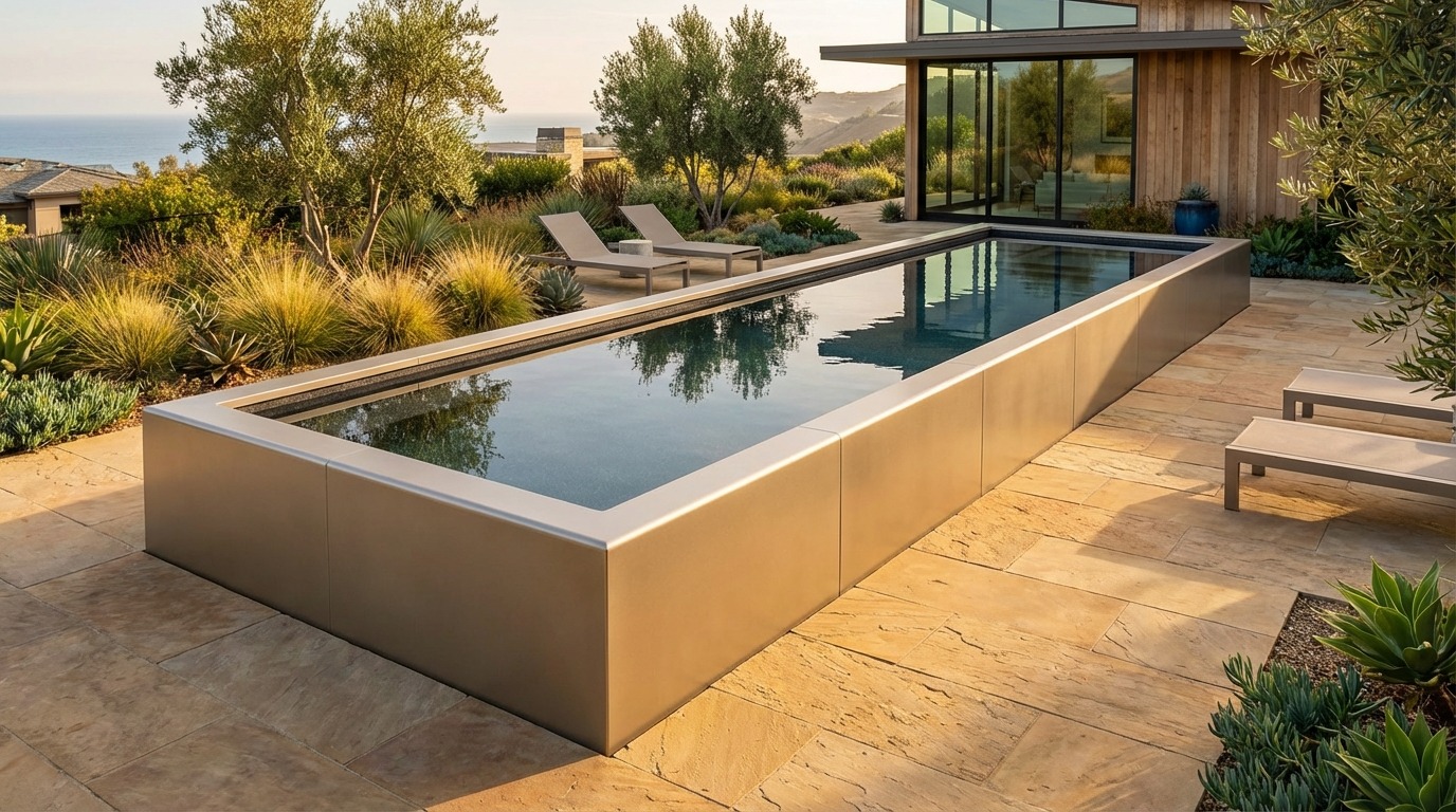 8 x 32 Champagne Mist Titanium Stone Architectural Pool