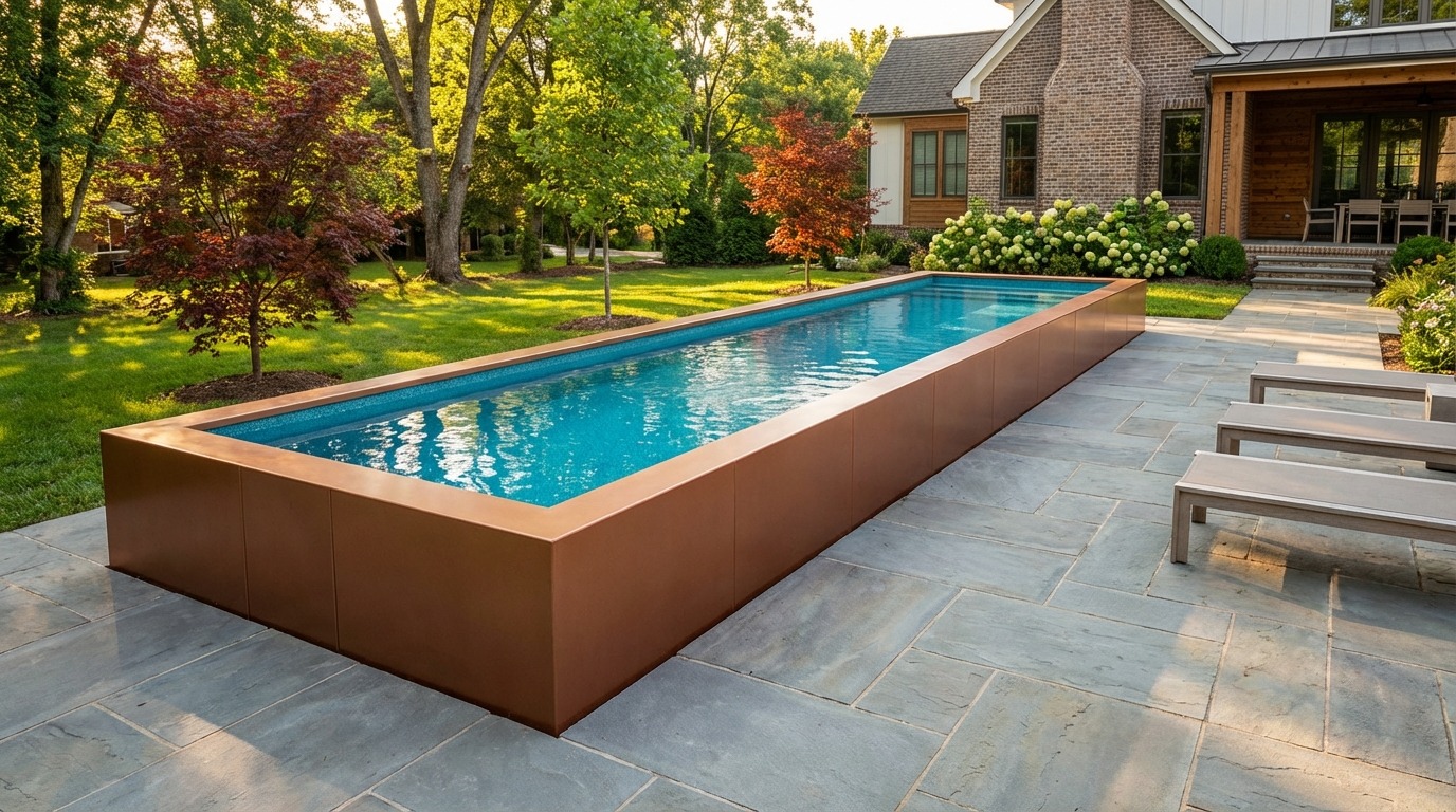 8 x 32 Espresso Copper Blue Topaz Architectural Pool